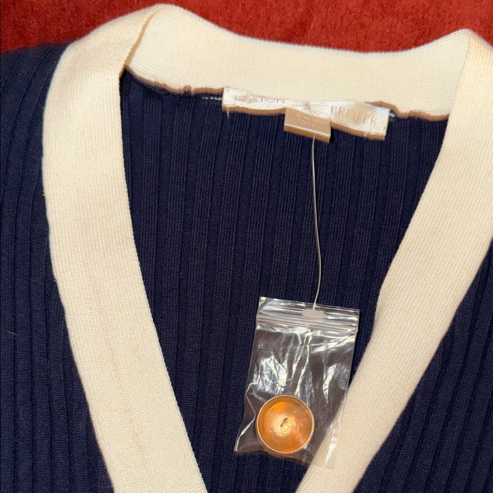 Liz Claiborne Navy & Boston Proper Cream Knit Cardigan Sale 2 for 1 Price - Picture 6 of 6